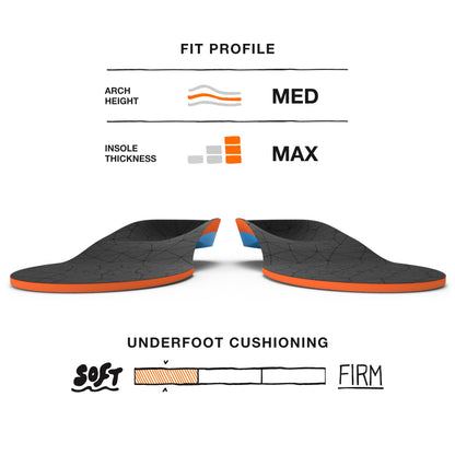 Superfeet FLEX Athletic Shoe Inserts for Cushion and Support Insole, Unisex, Flame, 7.5-9 Men / 8.5-10 Women
