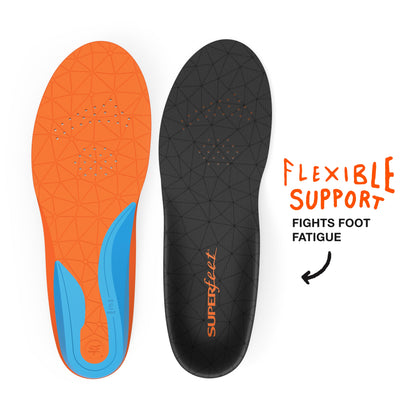 Superfeet FLEX Athletic Shoe Inserts for Cushion and Support Insole, Unisex, Flame, 7.5-9 Men / 8.5-10 Women