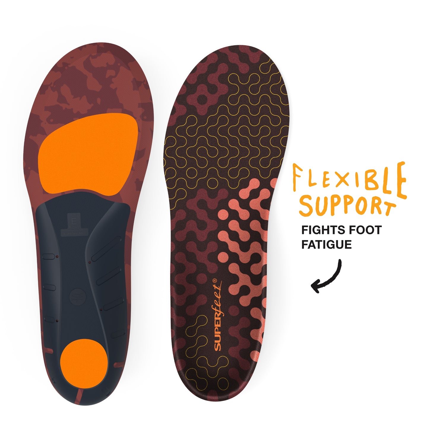 Superfeet Adapt Run Flexible Shoe Inserts & Athletic Running Insoles, Tandori Spice, 2.5-4 Men / 4.5-6 Women