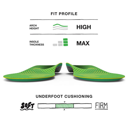 Superfeet Run Comfort Carbon Fiber Orthotic Inserts Thick-Cushion Insoles for Running Shoes with High Arch Support, Unisex, Citron, 2.5-5 Men / 4.5-6 Women