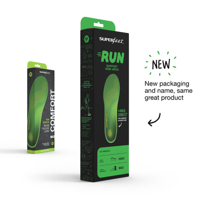 Superfeet Run Comfort Carbon Fiber Orthotic Inserts Thick-Cushion Insoles for Running Shoes with High Arch Support, Unisex, Citron, 7.5-9 Men / 8.5-10 Women