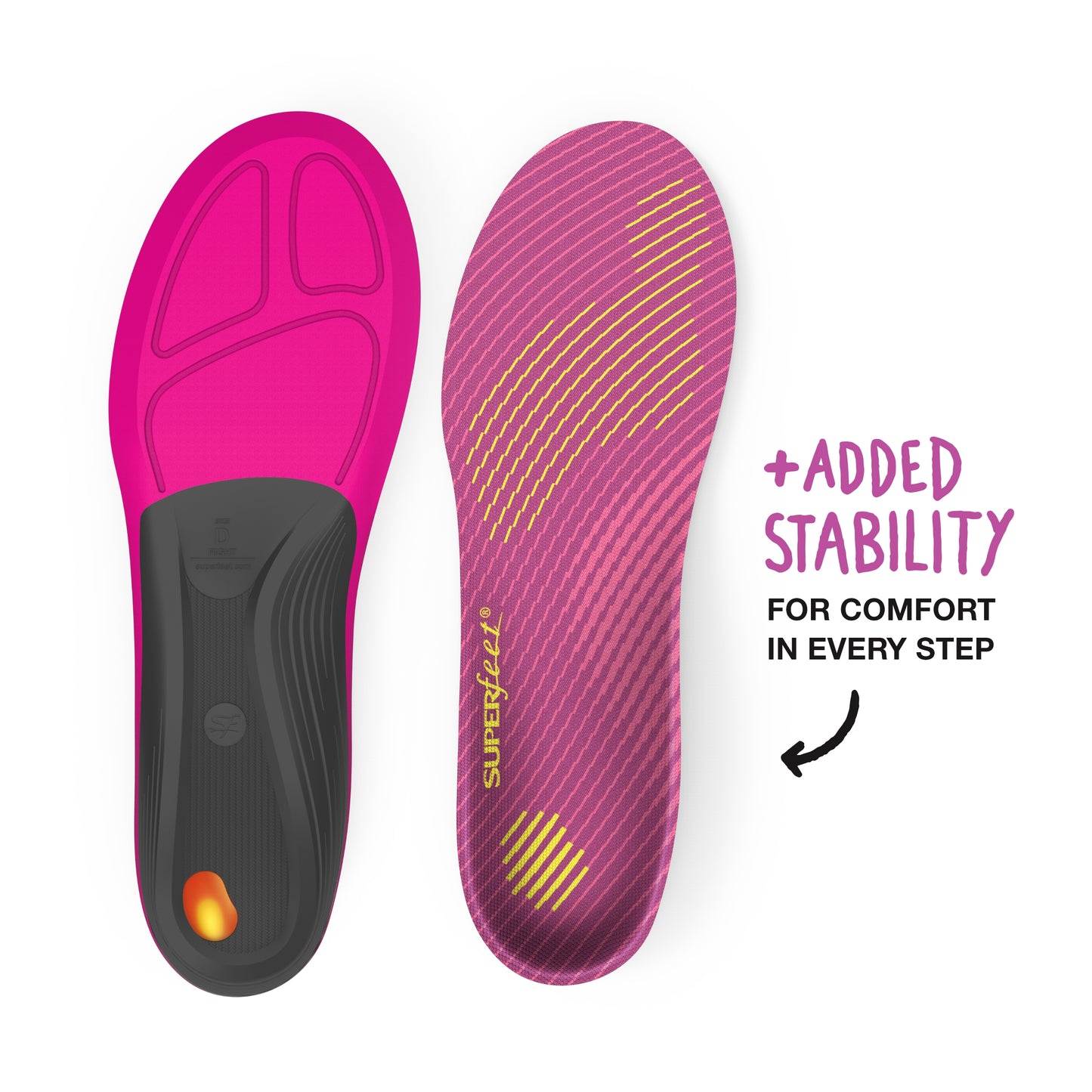 Superfeet Run Comfort Carbon Fiber Orthotic Inserts Insoles for Running Shoes, Plum, 10.5-12 Women