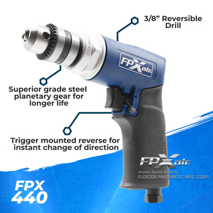 FPX-AIR 3/8" Reversible Drill: FPX-440, Automotive Tools, Power Drill, Tool for Mechanics