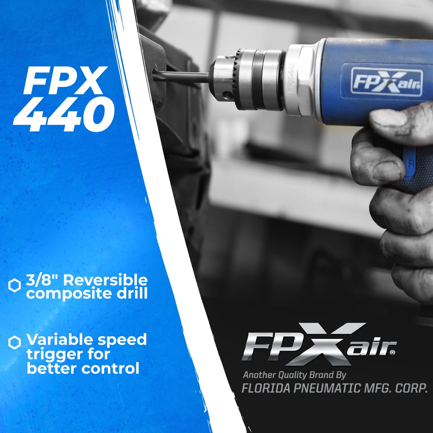 FPX-AIR 3/8" Reversible Drill: FPX-440, Automotive Tools, Power Drill, Tool for Mechanics