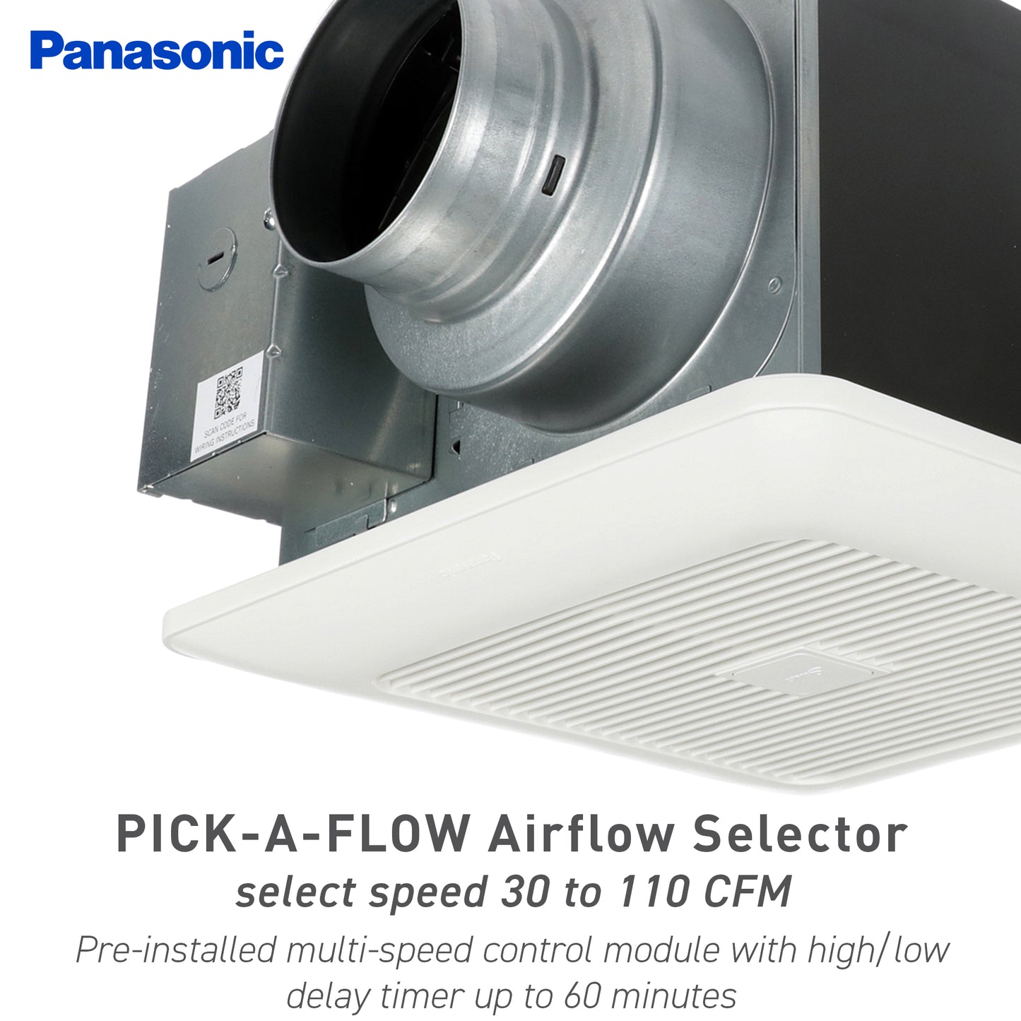 Panasonic FV-0511VKS2 WhisperGreen Select Ventilation Fan with Speed Controls, 50-80-110 CFM , White
