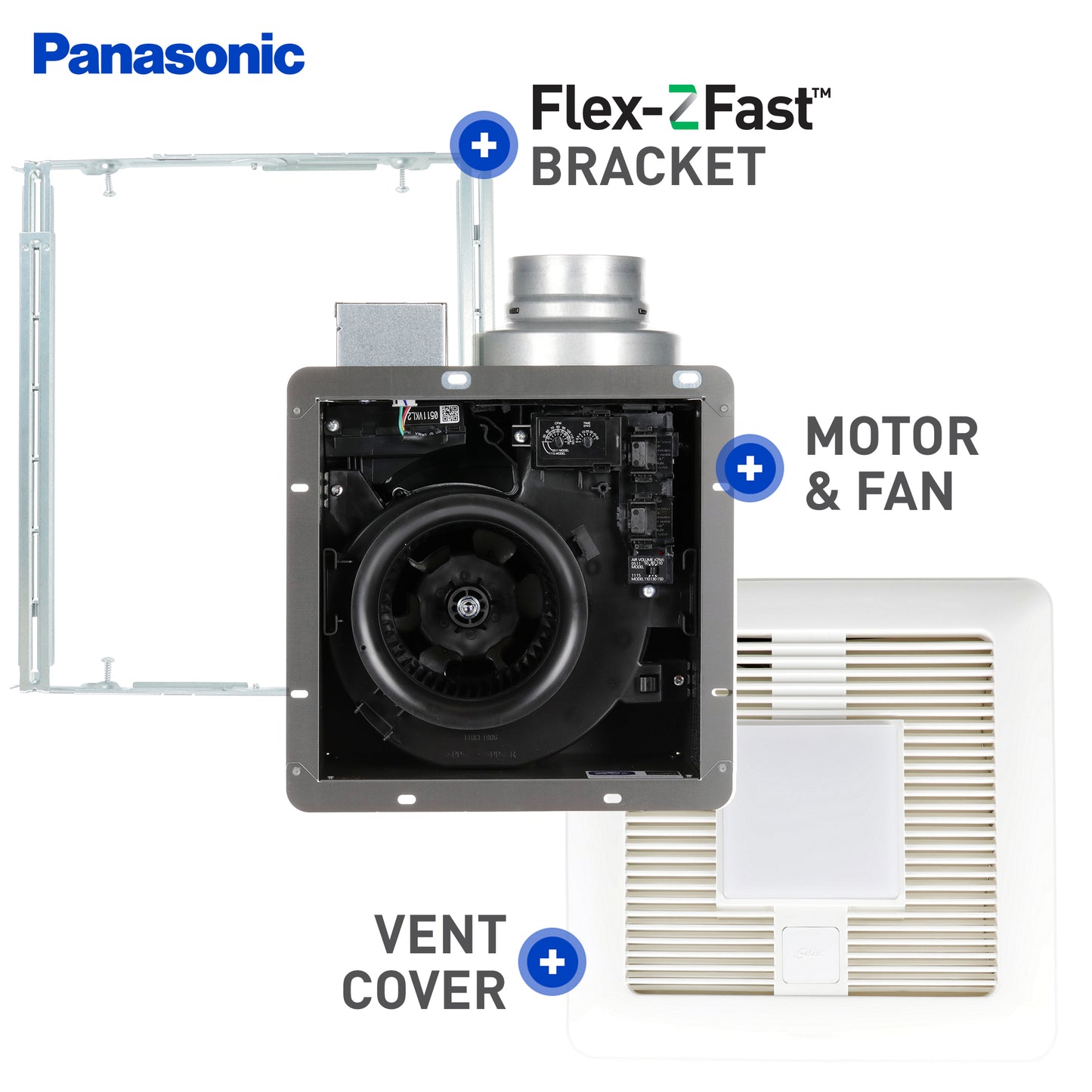 Panasonic FV-0511VKSL2 WhisperGreen Select Ventilation Fan with Light and Speed Controls, 50-80-110 CFM, Quiet Energy Star Certified with Pick-A-Flow Airflow Technology