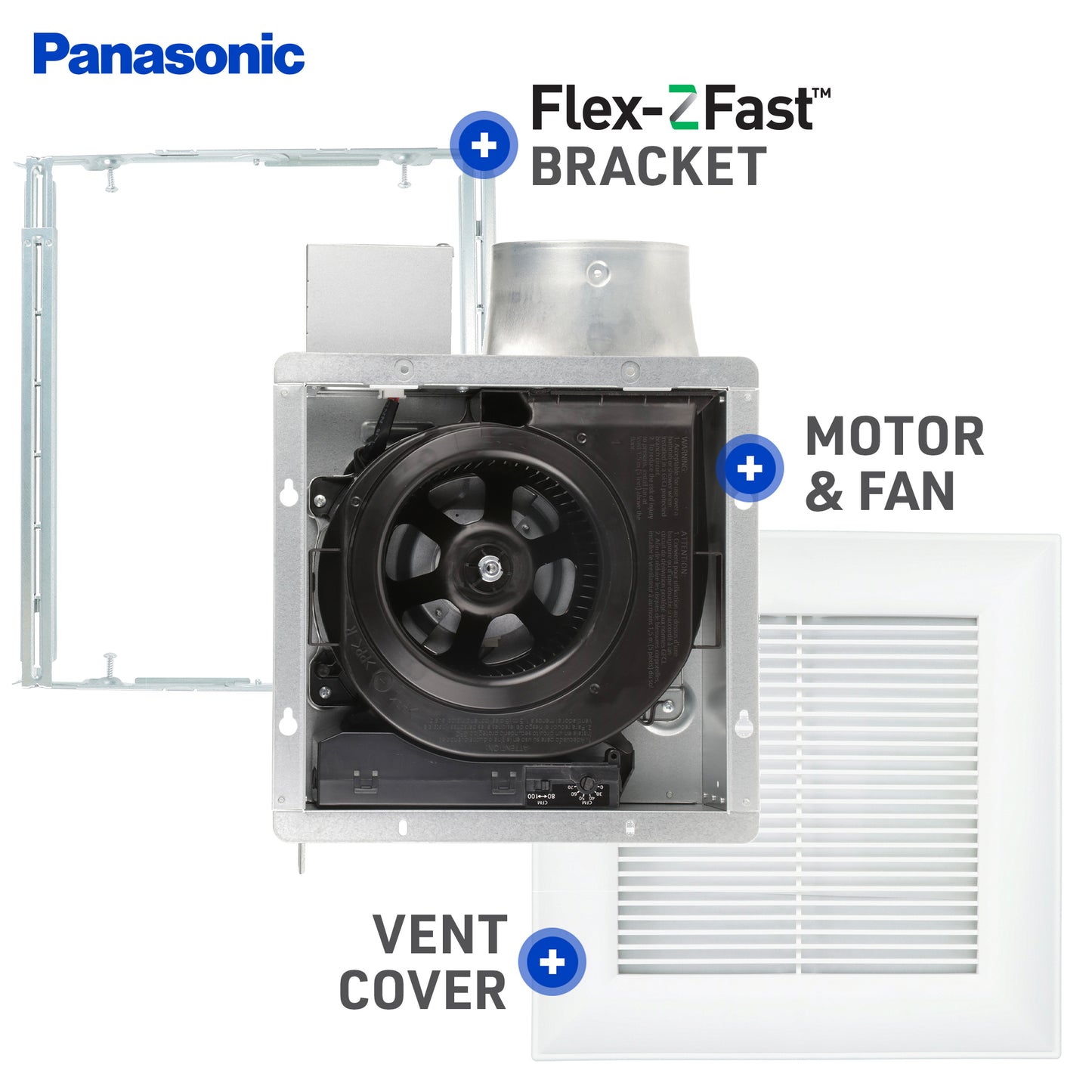 Panasonic FV-0810VSS1 WhisperValue DC Ventilation Fan, 80 or 100 CFM
