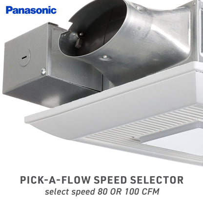 Panasonic FV-0810VSSL1 WhisperValue DC Ventilation Fan with Light, 80 or 100 CFM