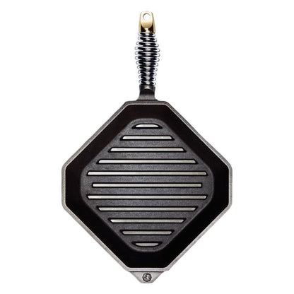 FINEX Pre-Seasoned Cast Iron 10 Inch Grill Pan with Ergonomic Spring Handles