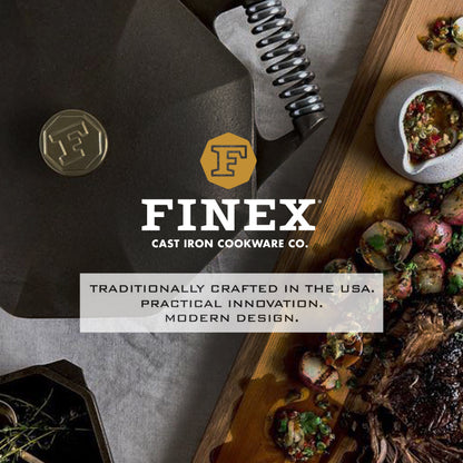 FINEX Pre-Seasoned Cast Iron 10 Inch Grill Pan with Ergonomic Spring Handles