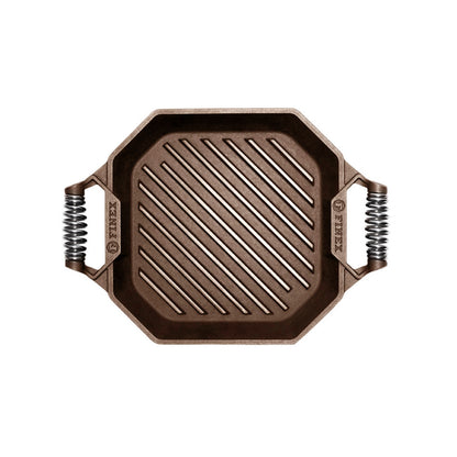 FINEX 12" Cast Iron Grill Pan, Modern Heirloom, Handcrafted in The USA, Pre-Seasoned with Organic Flaxseed Oil