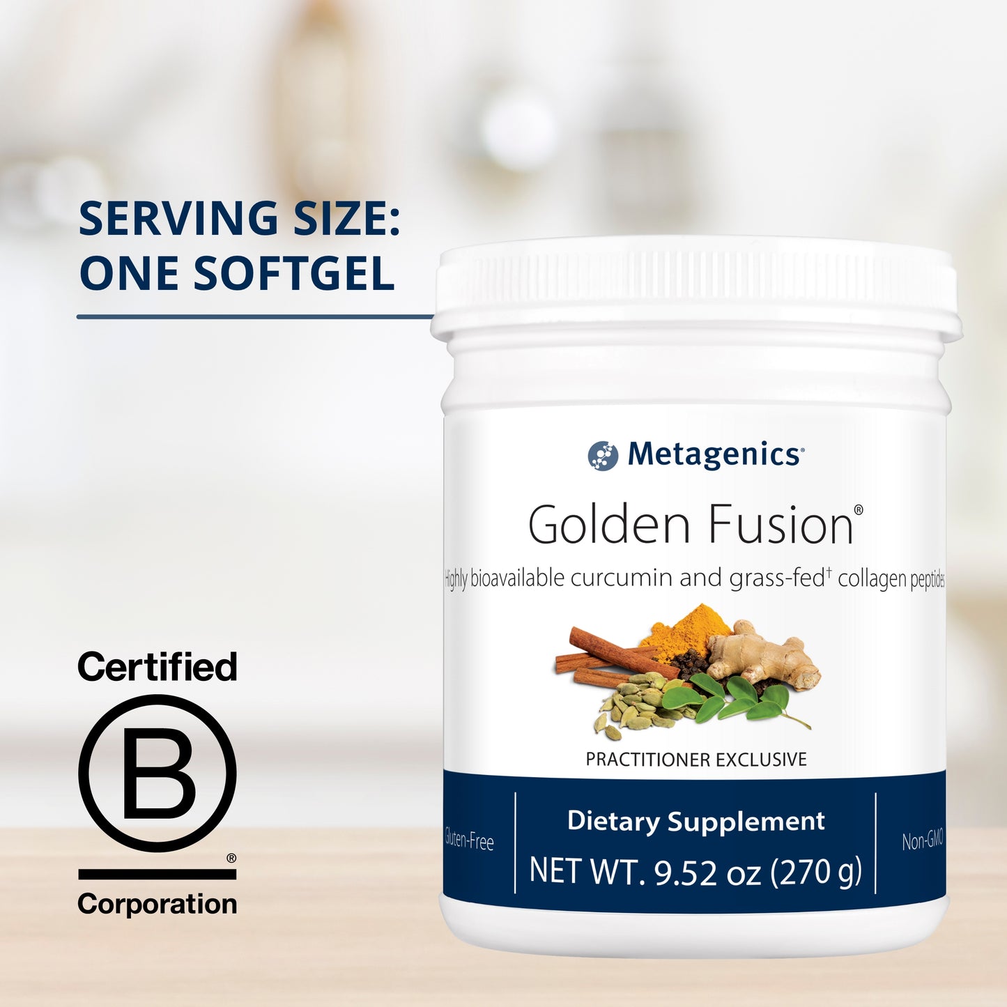 Metagenics - Golden Fusion, Highly Bioavailable Curcumin and Grass-Fed‚Ä† Collagen Peptides, 30 Servings