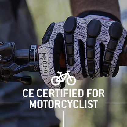 G-Form Pro Trail Mountain Bike Gloves - Motorcycle and Biking Gloves - White Topo, Adult XXL
