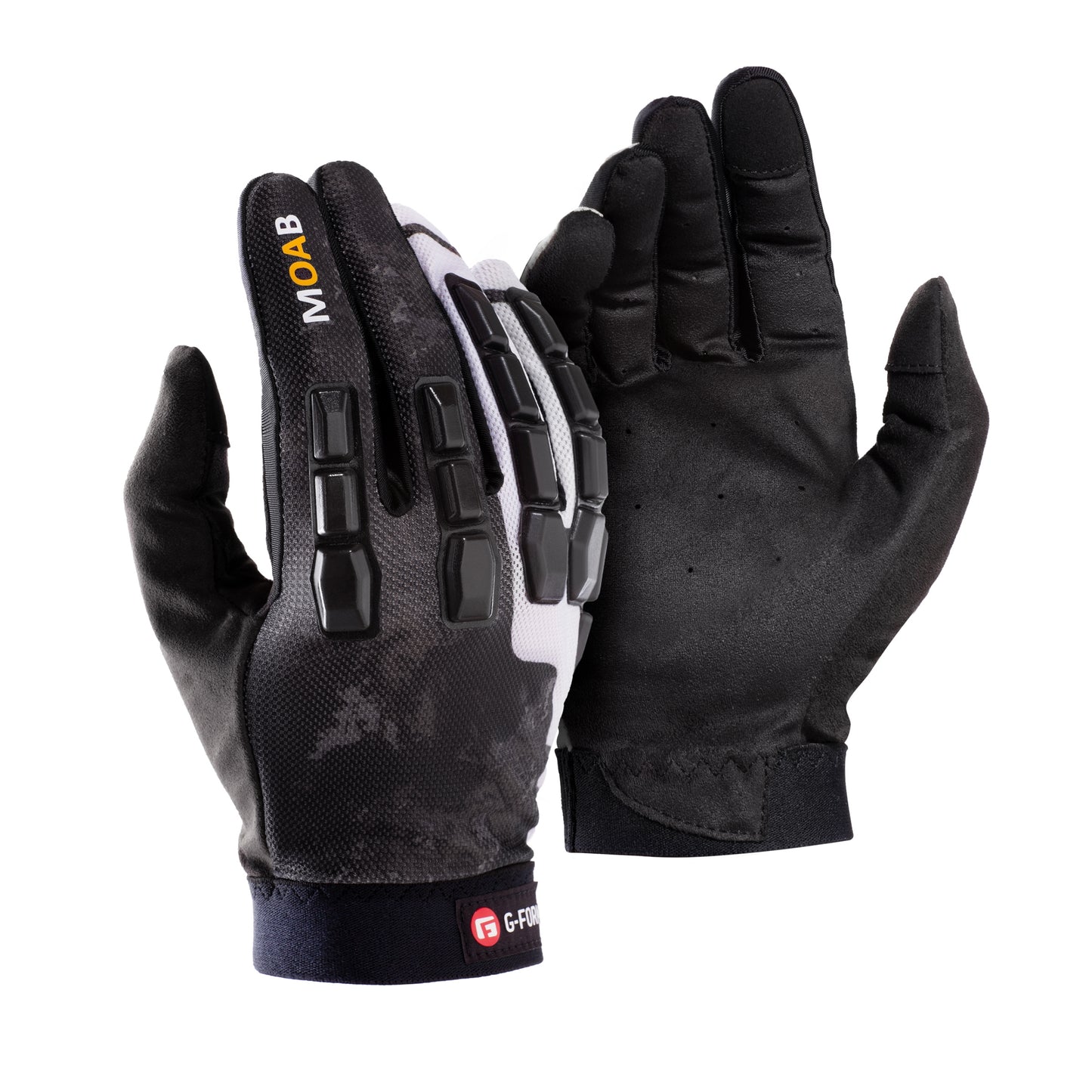 G-Form Moab Mountain Bike Gloves - Cycling Gloves for Mountain and Dirt Biking - Black/White, Adult Large