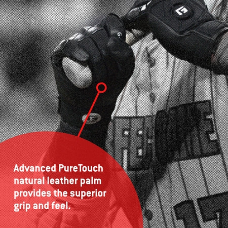 G-Form Pure Contact Baseball Batting Gloves - Leather Baseball Gloves for Athletes - Black, Adult Medium