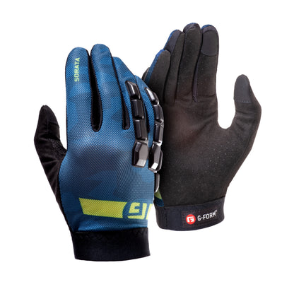 G-Form Sorata 2 Mountain Bike Gloves - Motorcycle & Cross-Country Cycling Gloves - Blue/Green, Small