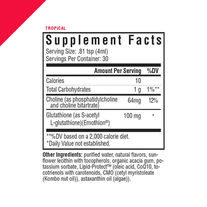 Seeking Health Optimal Liposomal Glutathione | Provides 100 mg of Reduced Glutathione per Serving (Tropical, 4 fl oz)