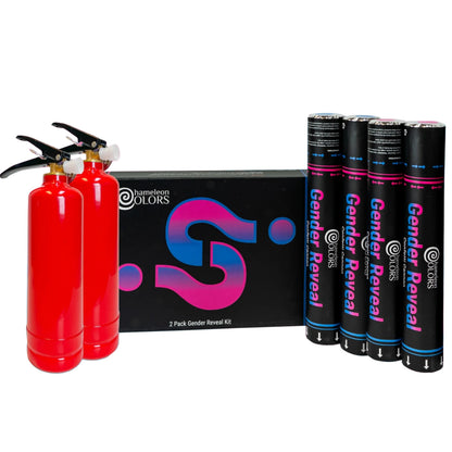 Chameleon Colors Gender Reveal Confetti Cannons and Color Blasters - Includes 2 Pink and 2 Blue Baby Reveal Cannons and 1 Pink and 1 Blue Color Blaster