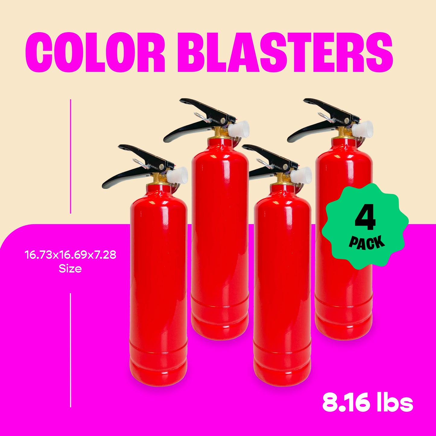Chameleon Colors Gender Reveal Fire Extinguisher Color Blasters, 2 Pink Blasters, 2 Blue Blasters