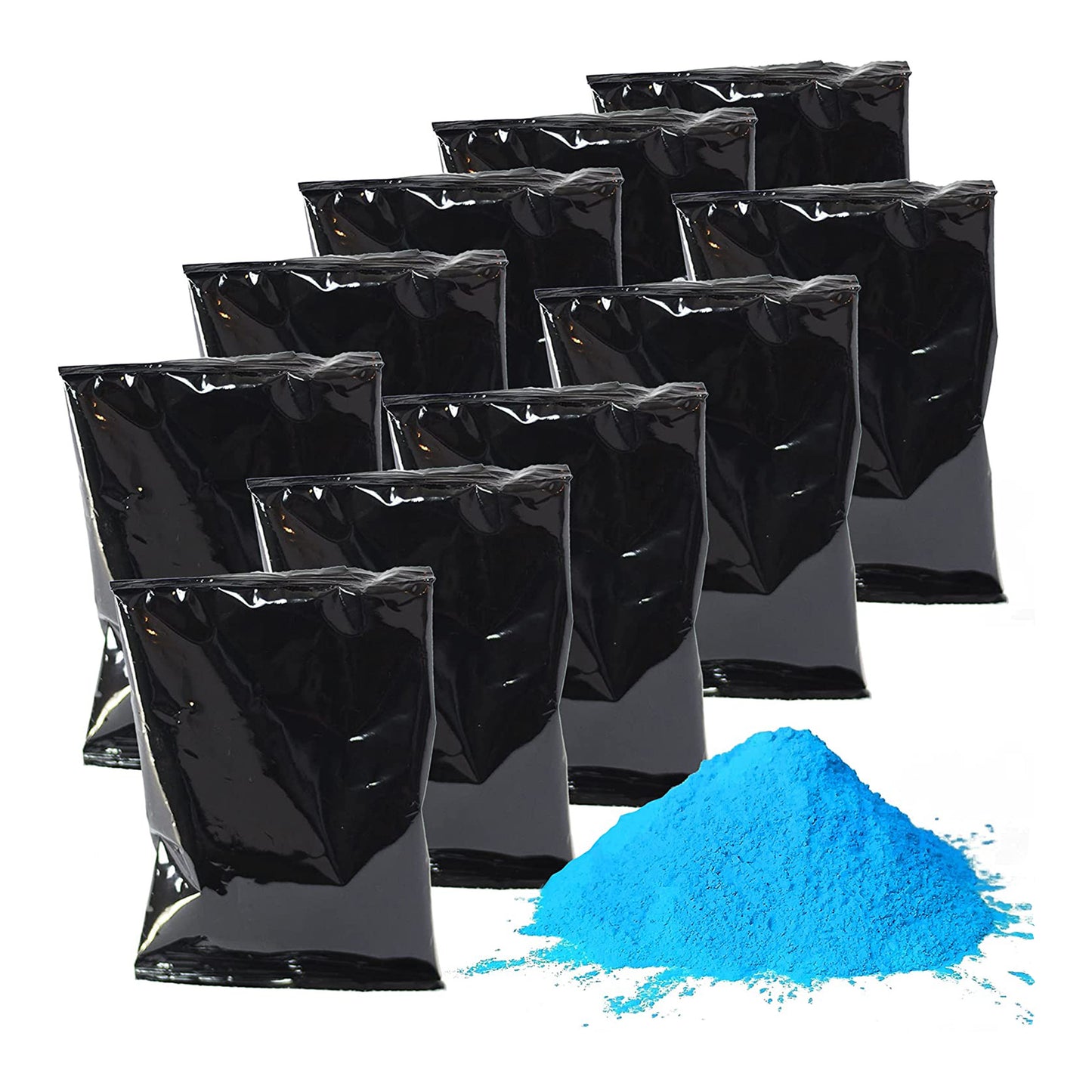 Chameleon Colors Blue Gender Reveal Powder - Individual Easy-Open Bags of Blue Color Chalk Powder with Blackout Packaging - For Photography, Baby Boy Gender Reveal, Birthday Party, Color Fun Run, Holi Festival, and More - 10 Pack of 70g Bags