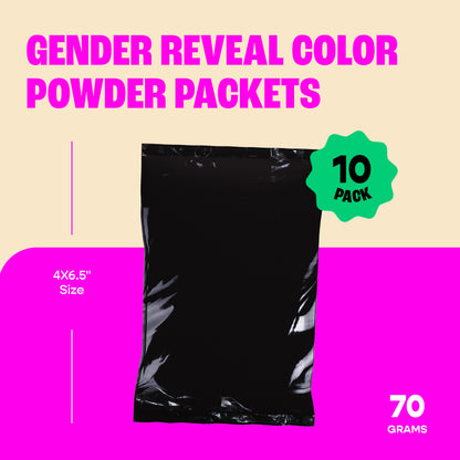 Chameleon Colors Gender Reveal Powder, Pink Color Powder with Blackout Packaging, 1.5 Pounds (70 Grams per Bag), Pack of 10