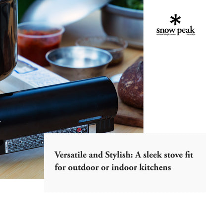 Snow Peak - Home & Camp Burner GS-600BK-US - Designed in Japan, Lightweight and Compact for Camping, Stable Base for Cooking - Black