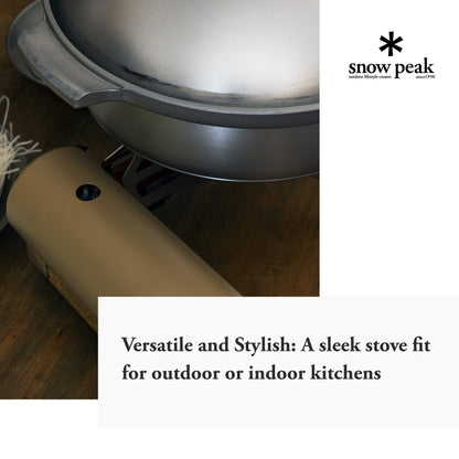 Snow Peak - Home & Camp Burner GS-600BK-US - Designed in Japan, Lightweight and Compact for Camping, Stable Base for Cooking - Khaki