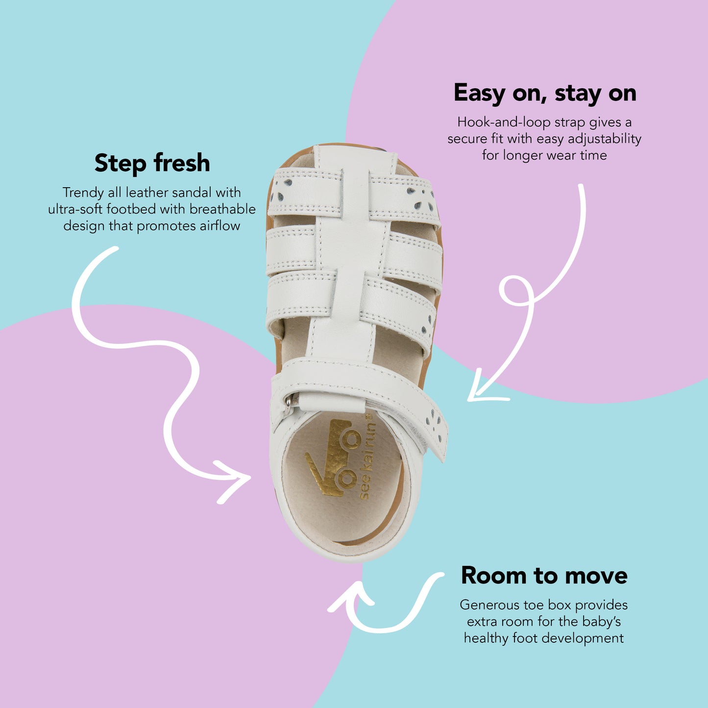 See Kai Run, Gloria IV Sandals for Kids, White, 12.5