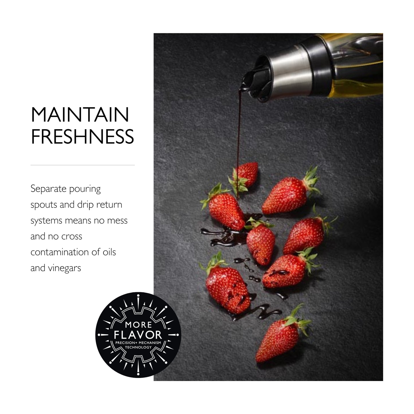 COLE & MASON Duo Oil & Vinegar Dispenser - Stainless Steel Pourer Spout With Durable Borosilicate Glass Body - 1.5 Fluid Oz. Vinegar Capacity