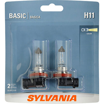 SYLVANIA H11.BP2 H11 Basic Halogen Headlight Bulb, 2 Pack