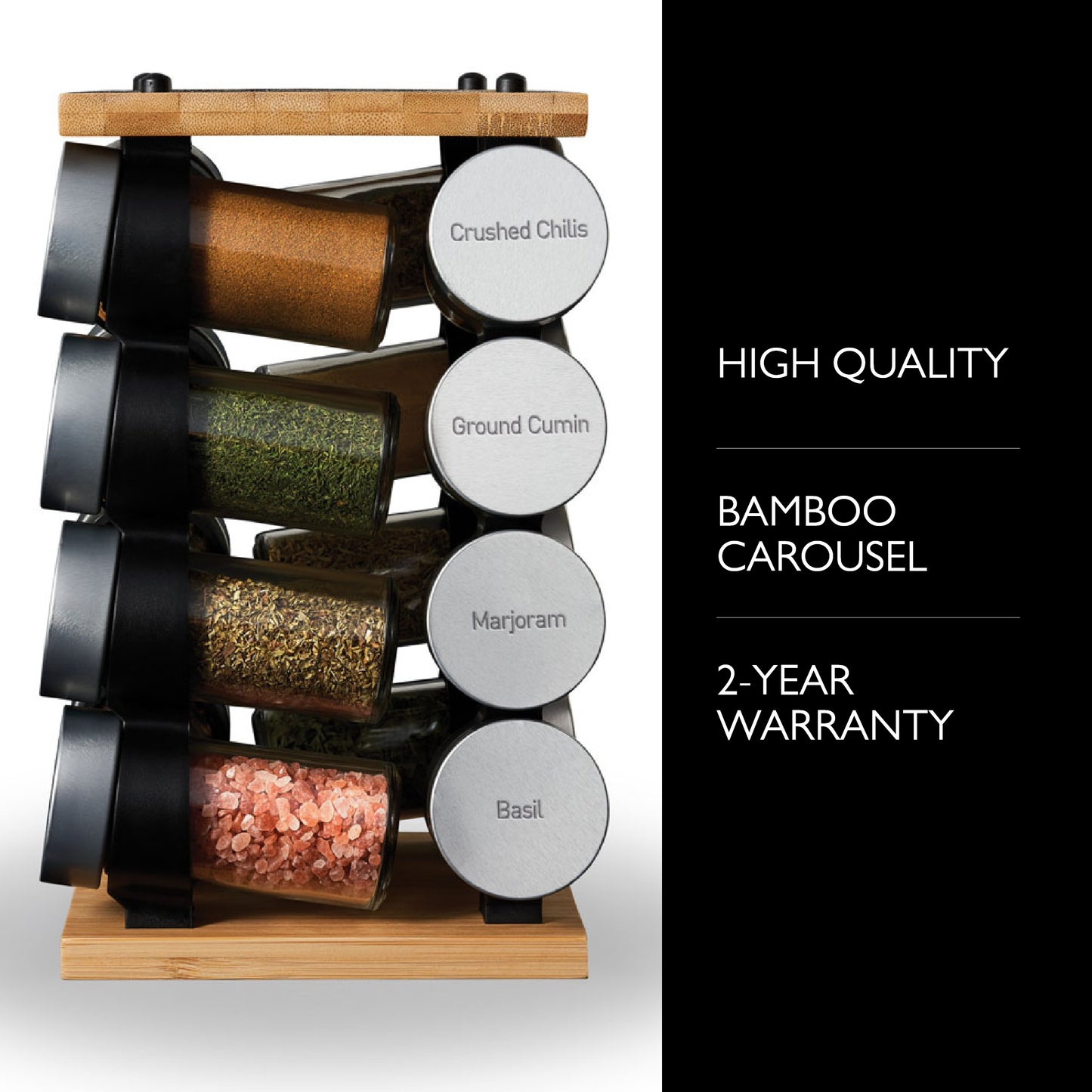 Cole & Mason Blyth Spice Rack Carousel, 16 Jar, Bamboo
