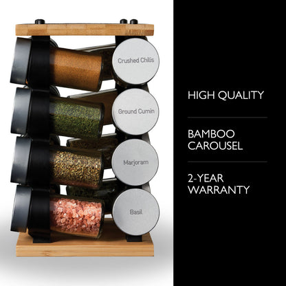 Cole & Mason Blyth Spice Rack Carousel, 16 Jar, Bamboo