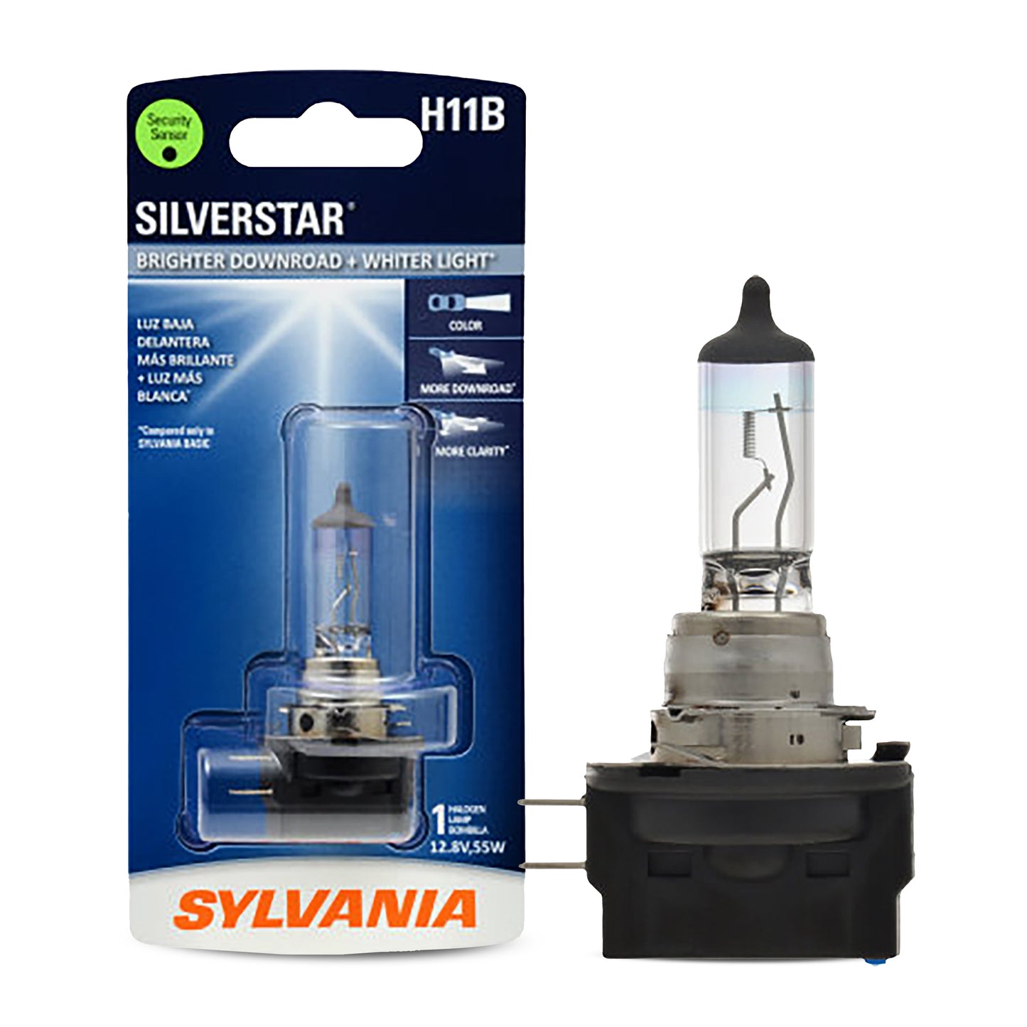 SYLVANIA - H11B SilverStar - High Performance Halogen Headlight Bulb, High Beam, Low Beam and Fog Replacement Bulb, Brighter Downroad with Whiter Light (Contains 1 Bulb)