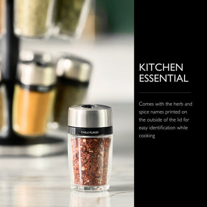 Cole & Mason 16 Jar Herb & Spice Carousel, 10", Black/Stainless Steel