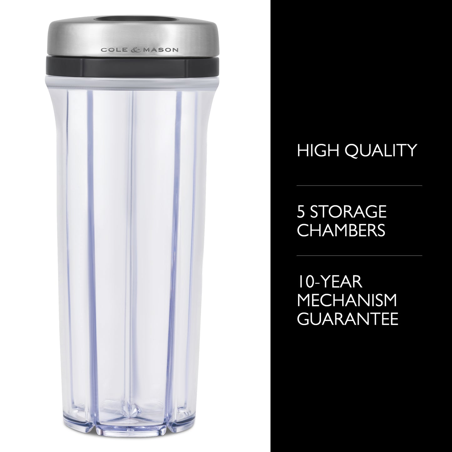 Cole & Mason Saunderton Spice Storage & Shaker, Five Empty Spice Shakers,Clear, Silver