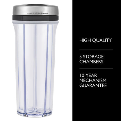 Cole & Mason Saunderton Spice Storage & Shaker, Five Empty Spice Shakers,Clear, Silver