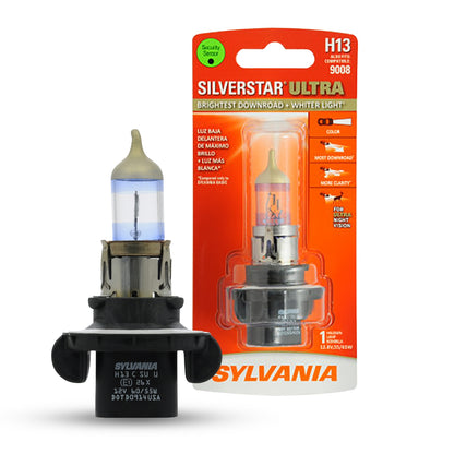 SYLVANIA H13 SilverStar Ultra High Performance Halogen Headlight Bulb, (Contains 1 Bulb), white (H13SU.BP)