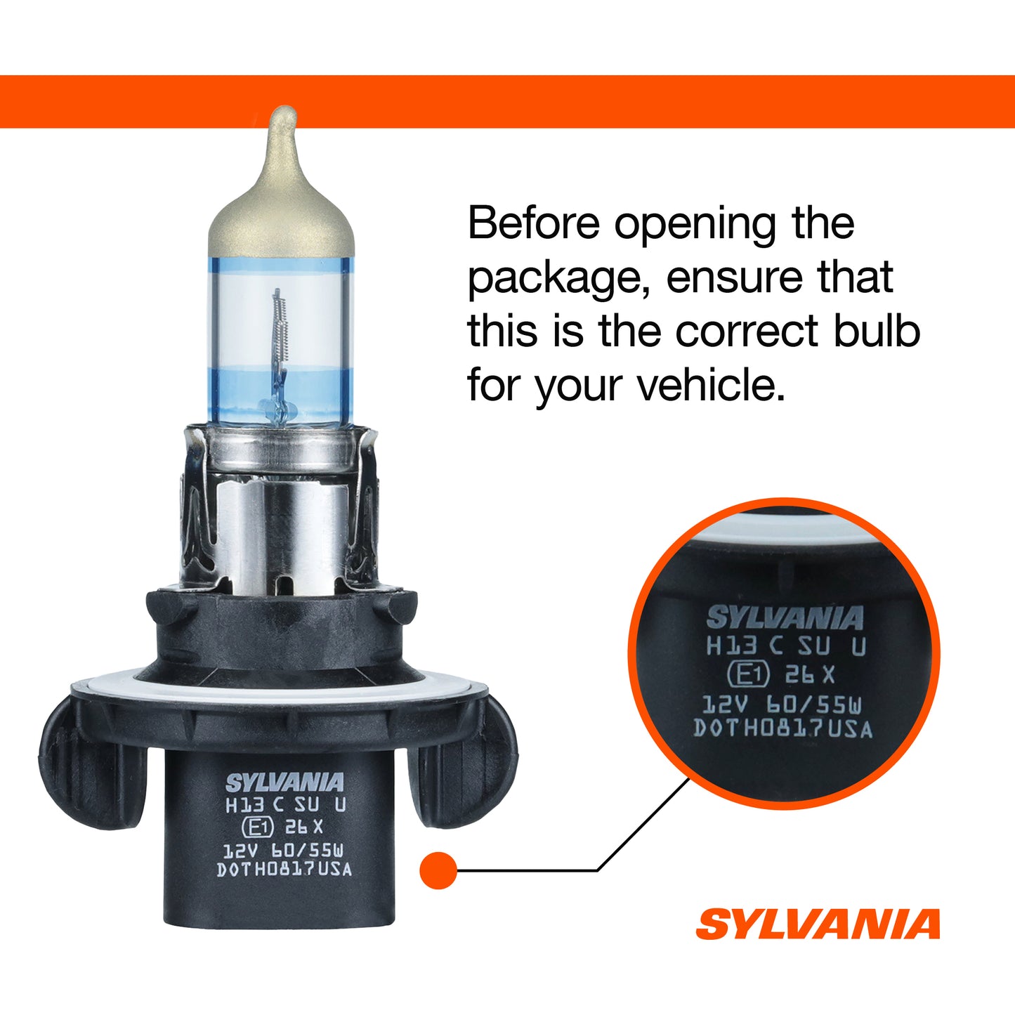 SYLVANIA H13 SilverStar Ultra High Performance Halogen Headlight Bulb, (Contains 1 Bulb), white (H13SU.BP)