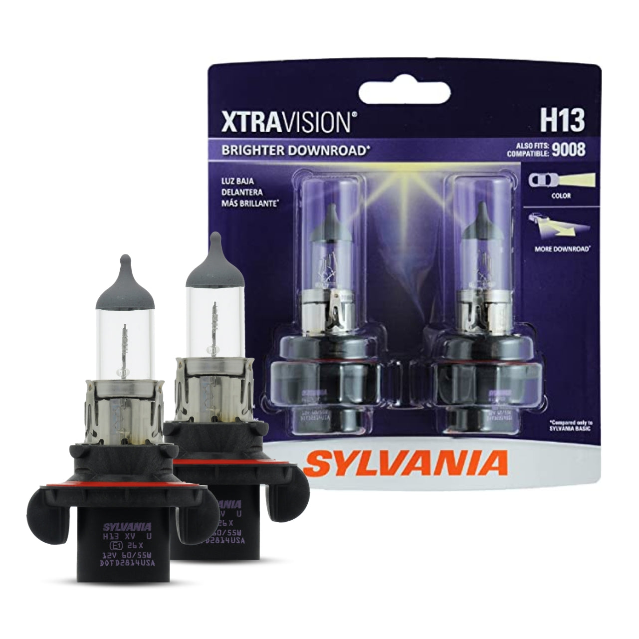 SYLVANIA H13 XtraVision Halogen Headlight Bulb, (Contains 2 Bulbs)