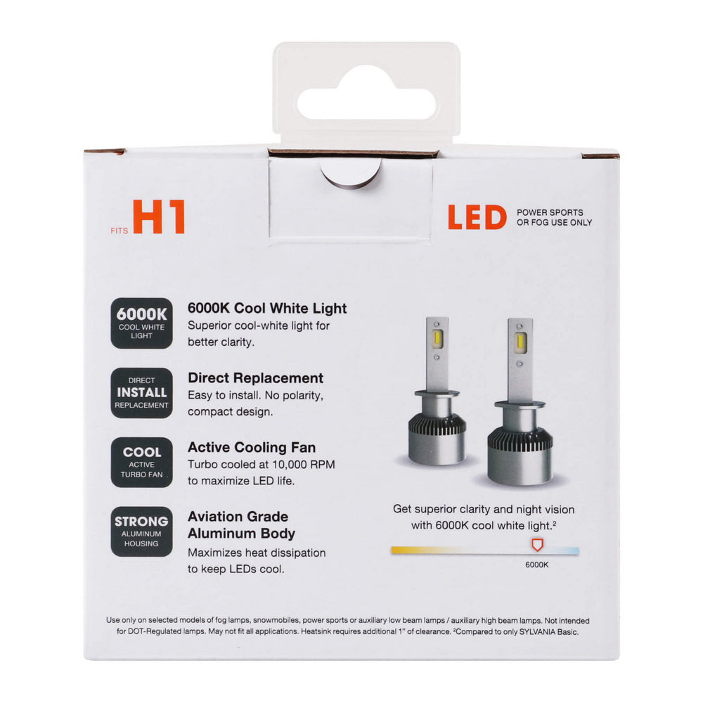 Sylvania H1 LED Powersport Headlight Bulbs for Off-Road Use or Fog Lights - 2 Pack