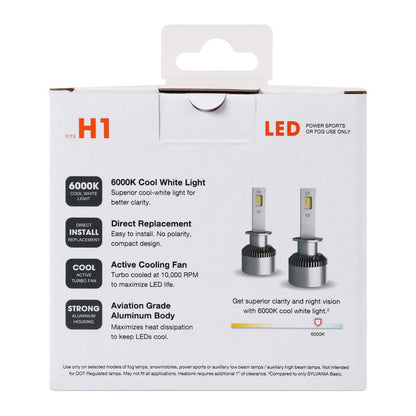 Sylvania H1 LED Powersport Headlight Bulbs for Off-Road Use or Fog Lights - 2 Pack