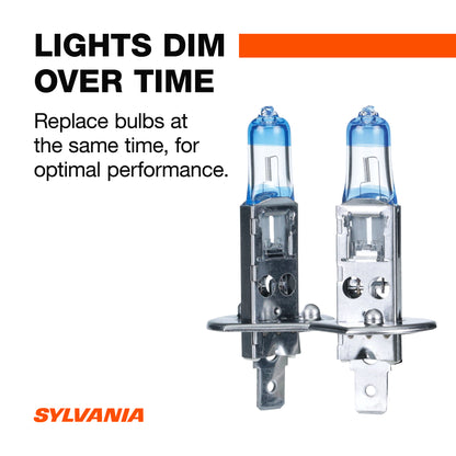 SYLVANIA - H1 SilverStar Ultra - High Performance Halogen Headlight Bulb, High Beam, Low Beam and Fog Replacement Bulb, Brightest Downroad with Whiter Light, Tri-Band Technology (Contains 2 Bulbs)
