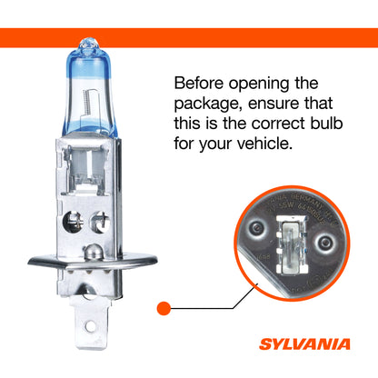 SYLVANIA - H1 SilverStar Ultra - High Performance Halogen Headlight Bulb, High Beam, Low Beam and Fog Replacement Bulb, Brightest Downroad with Whiter Light, Tri-Band Technology (Contains 2 Bulbs)