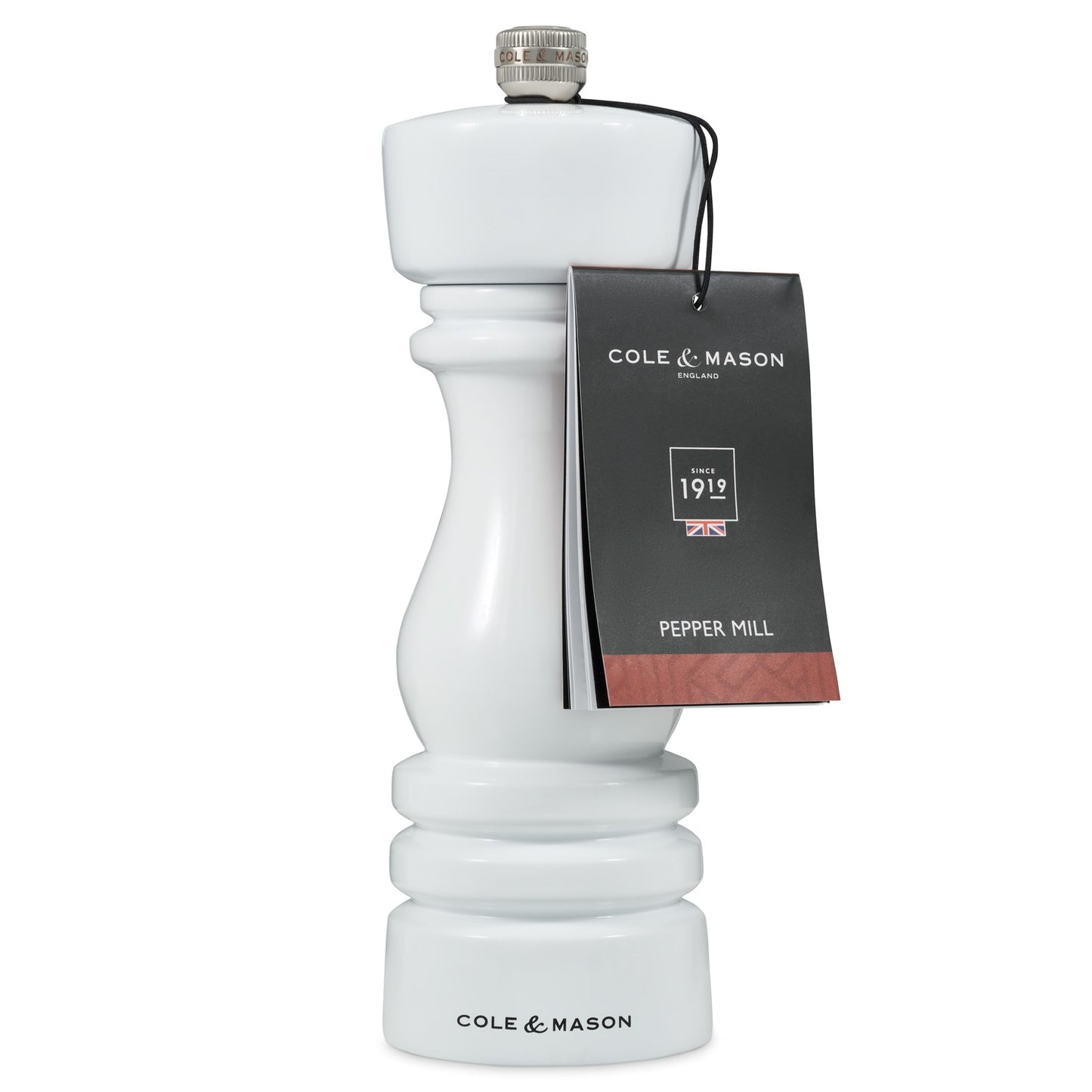 Cole & Mason London 180mm White Gloss Pepper Mill