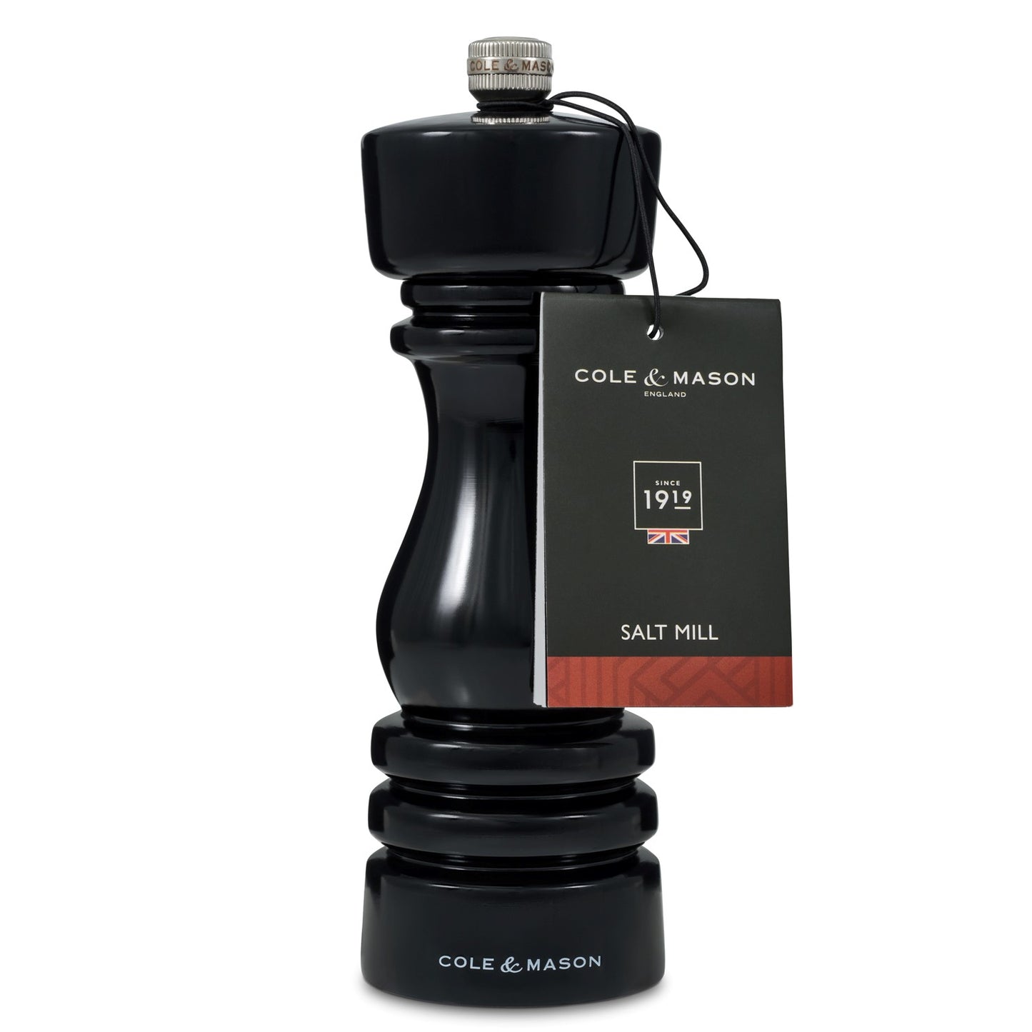 Cole & Mason London 180mm Black Gloss Salt Mill