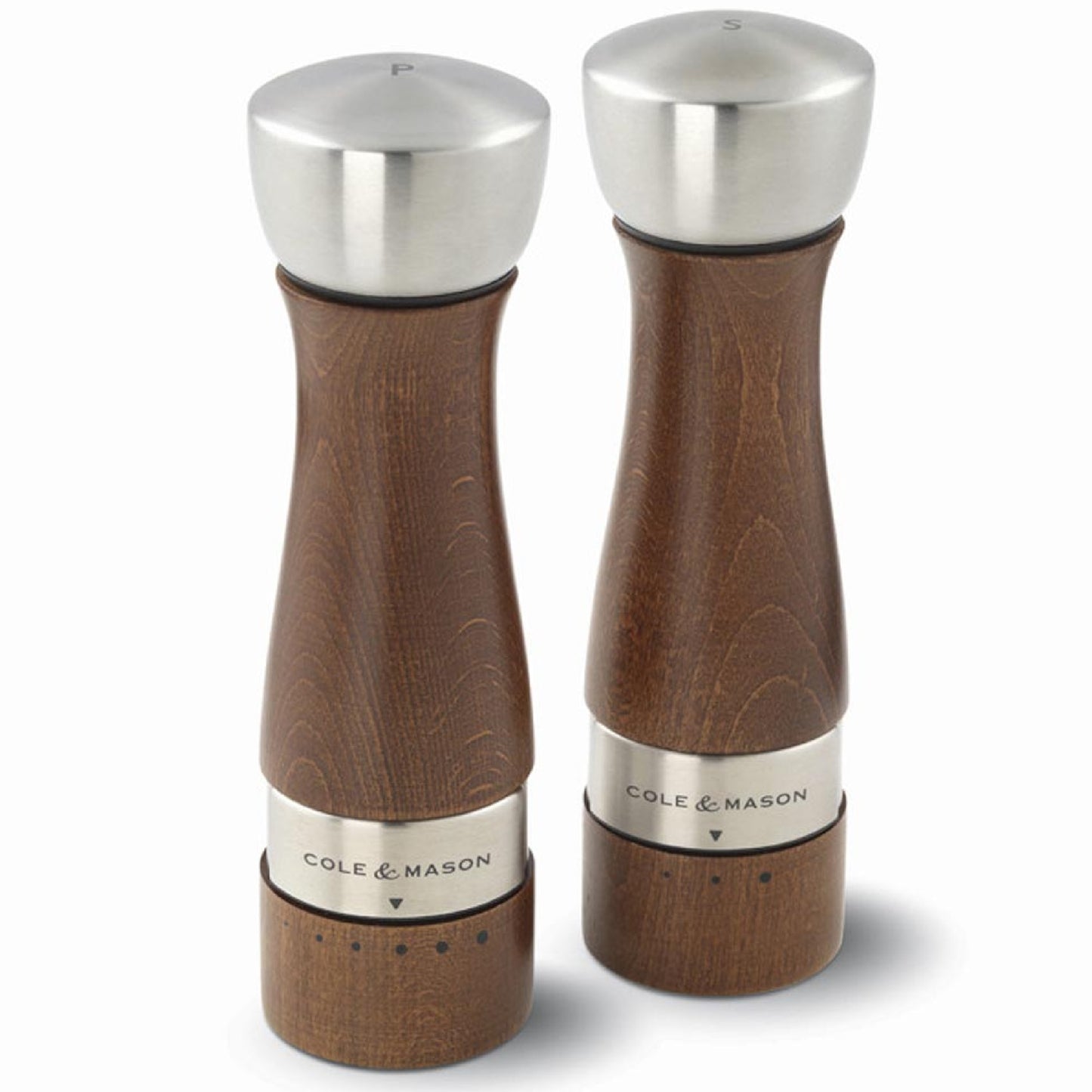 COLE & MASON Oldbury Wood Salt and Pepper Grinder Set - Wooden Mills Include Gift Box, Gourmet Precision Mechanisms and Premium Sea Salt & Peppercorns, Brown
