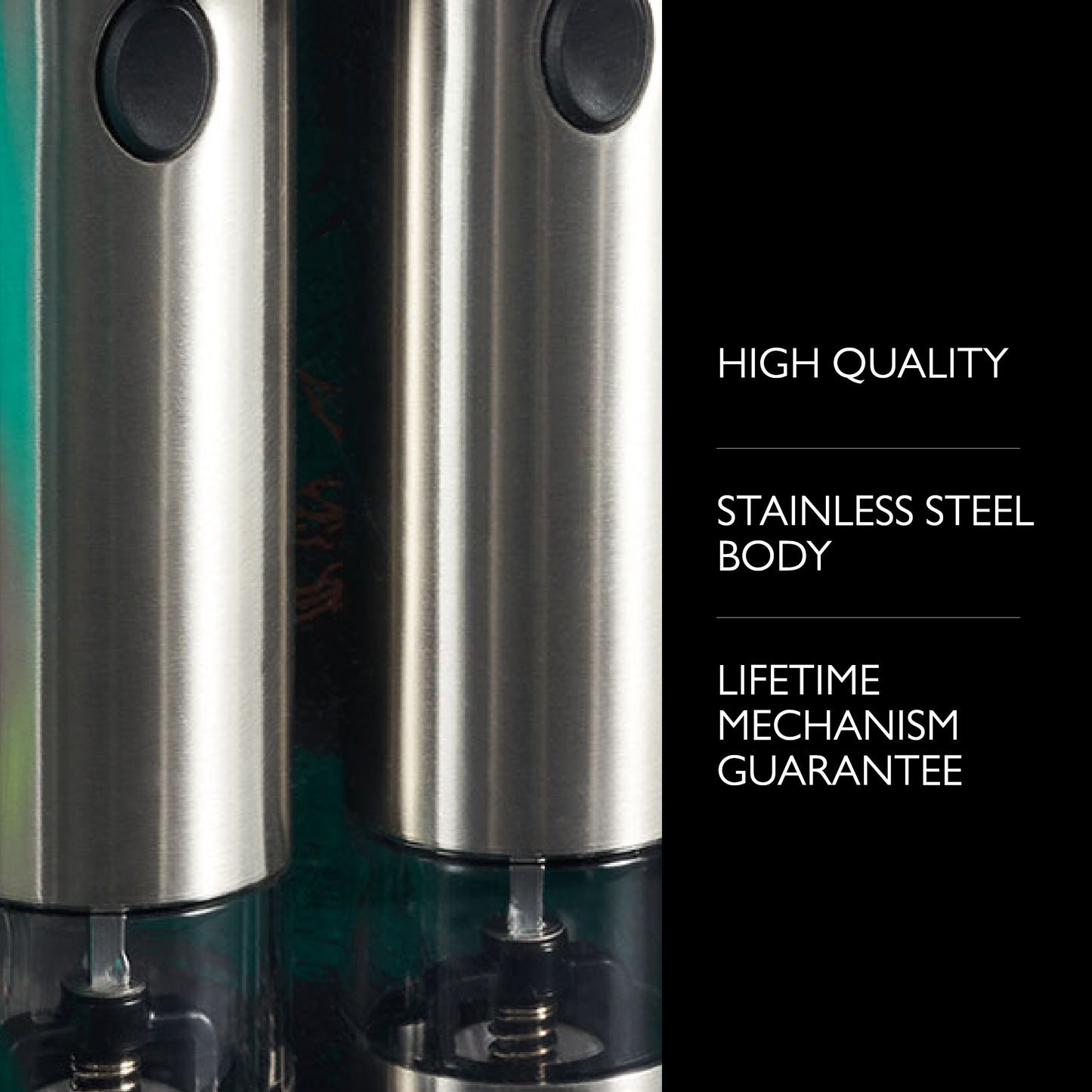 Cole & Mason Battersea Electronic Salt & Pepper Mill Gift Set - One-Button Electric Spice Grinder with Large Grinding Chamber - Adjustable Grind Knob - Electric Kitchen Tool - Stainless Steel