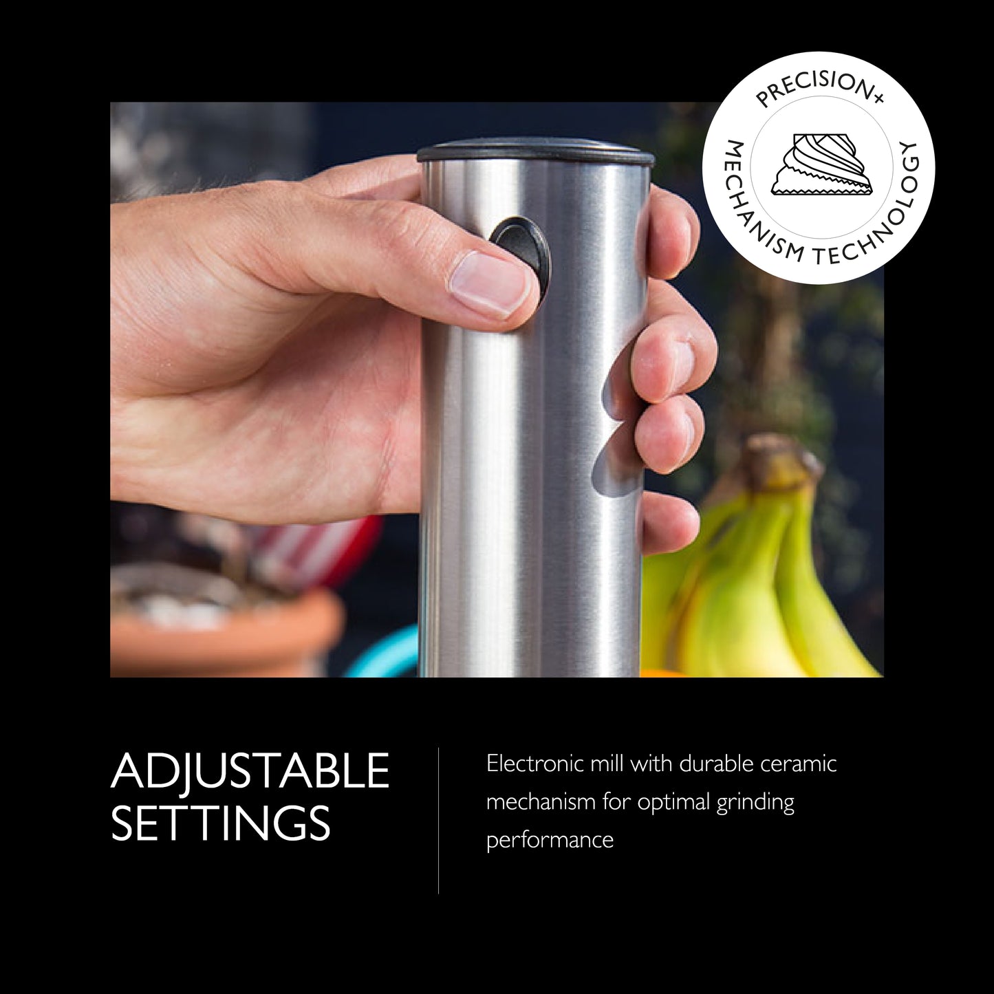 Cole & Mason Battersea Electronic Salt & Pepper Mill Gift Set - One-Button Electric Spice Grinder with Large Grinding Chamber - Adjustable Grind Knob - Electric Kitchen Tool - Stainless Steel