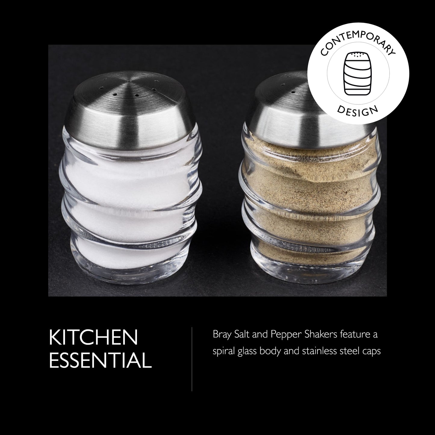 Cole & Mason Bray Salt & Pepper Shaker Set, medium, Clear