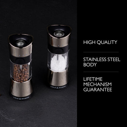 Cole & Mason Horsham Chrome Inverta Select Salt & Pepper Mill Set